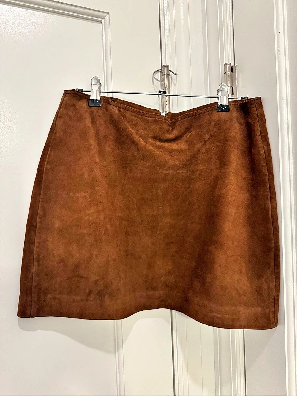 Massimo Dutti Suede Leather Mini Skirt Brown
